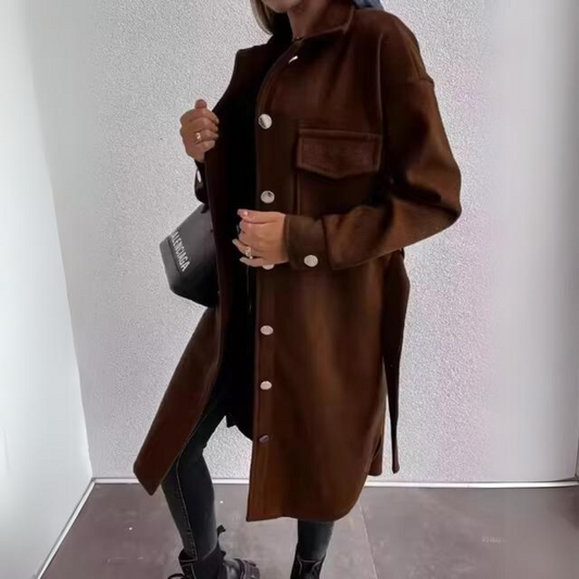 Dam Vinterjacka Klassisk Stil Naturliga Material 1