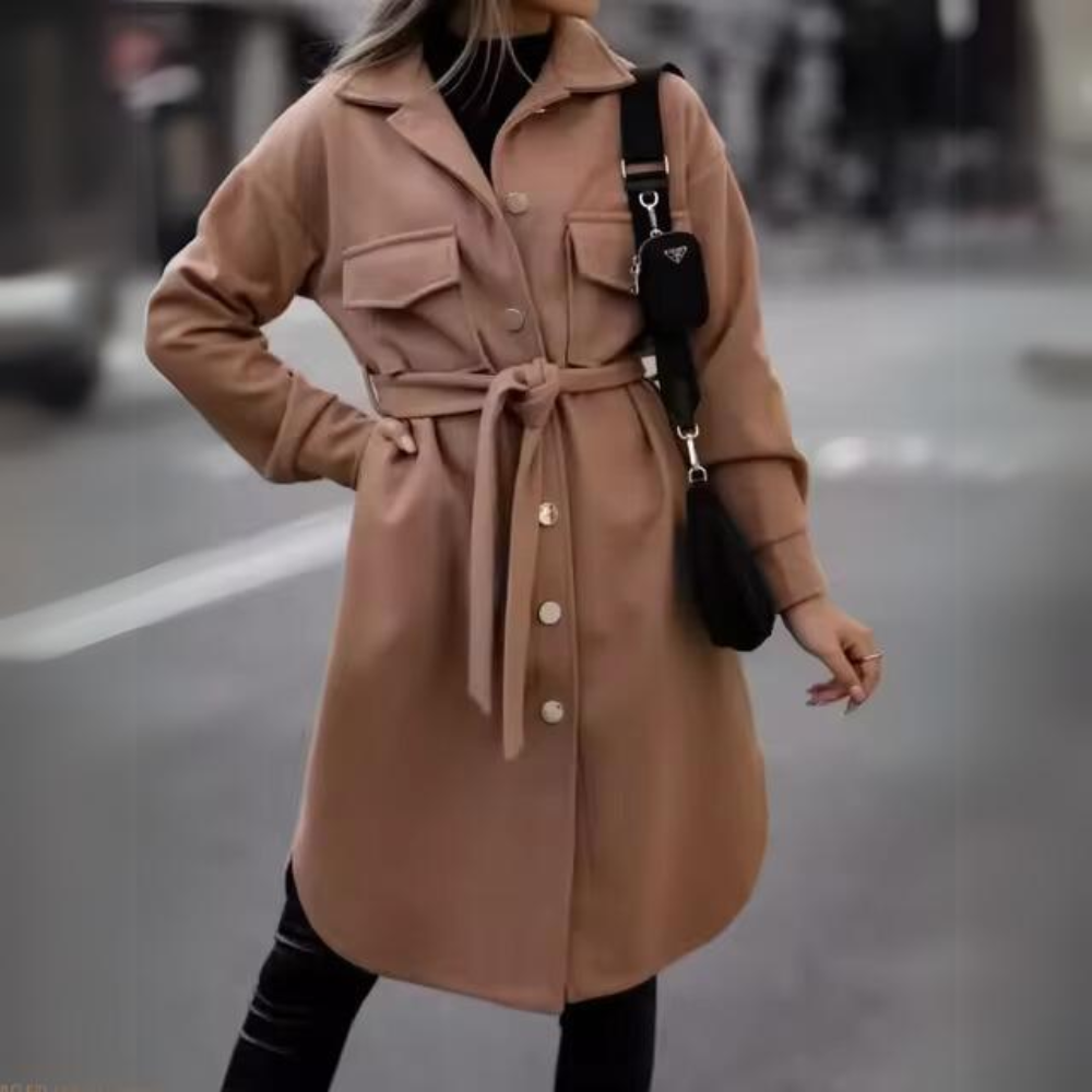 Dam Vinterjacka Klassisk Stil Naturliga Material 7