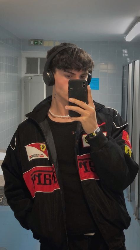 Herrjacka Vintage Racing Stil Polyester Bomull-4