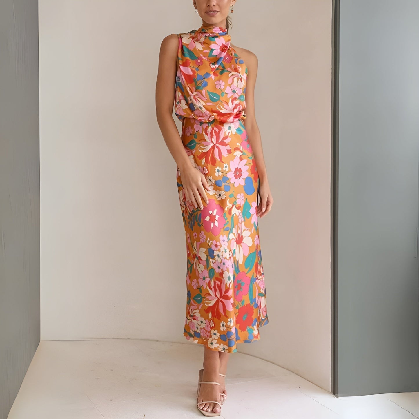 Fina Dam Klänningar Blommig Figurnära Polyester 1