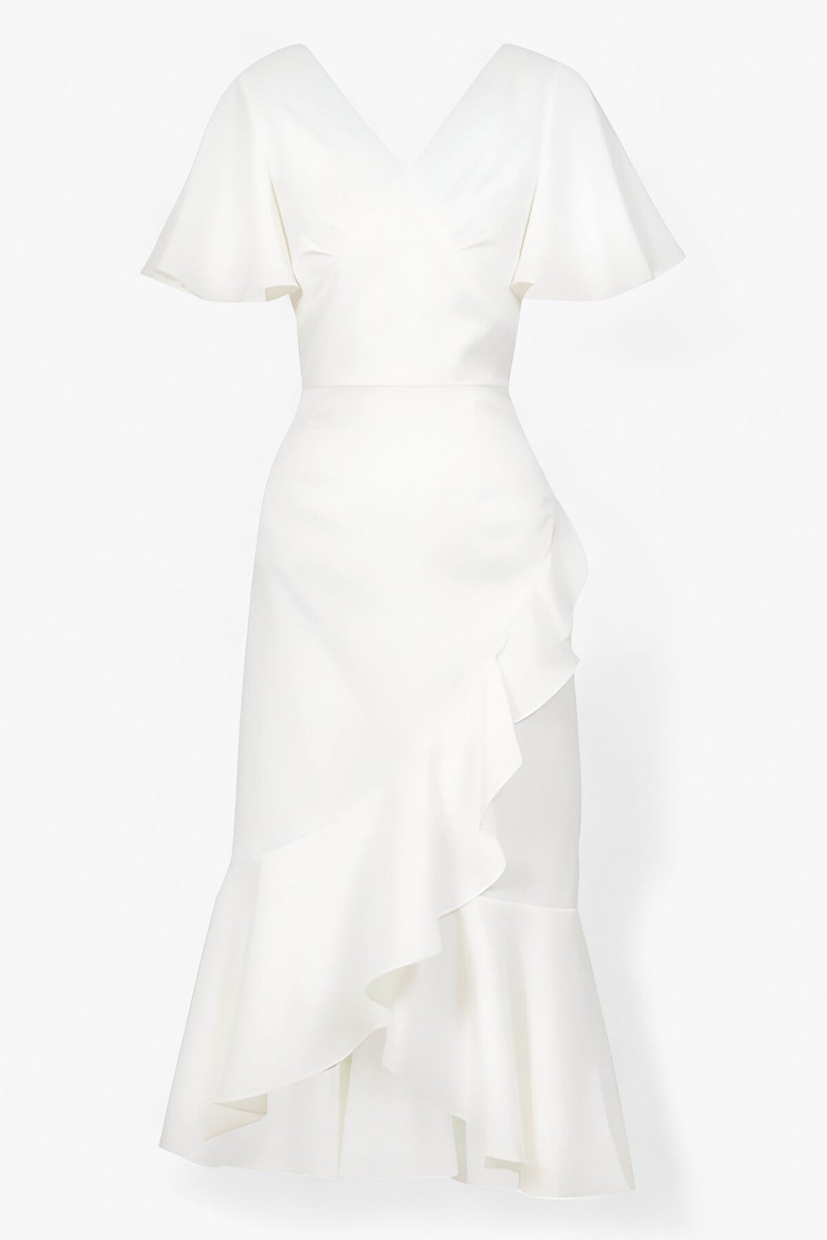 Fina Damklänningar V-ringning Ruffles Sjöjungfrustil Knälängd Högkvalitativt Tyg 3