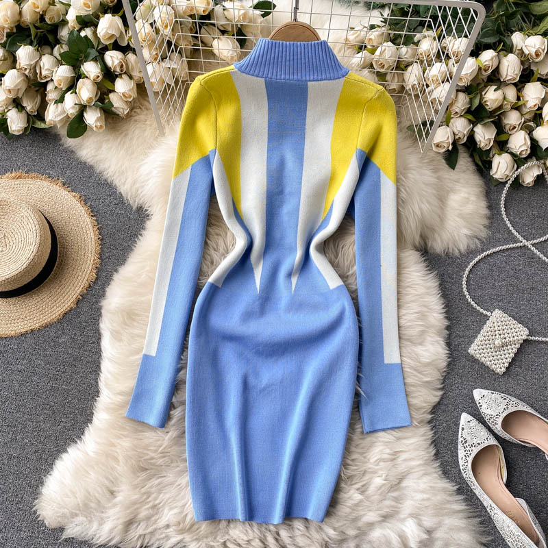 Dam Miniklänning med Stativkrage i Bomull - Fina Dam Klänningar-2