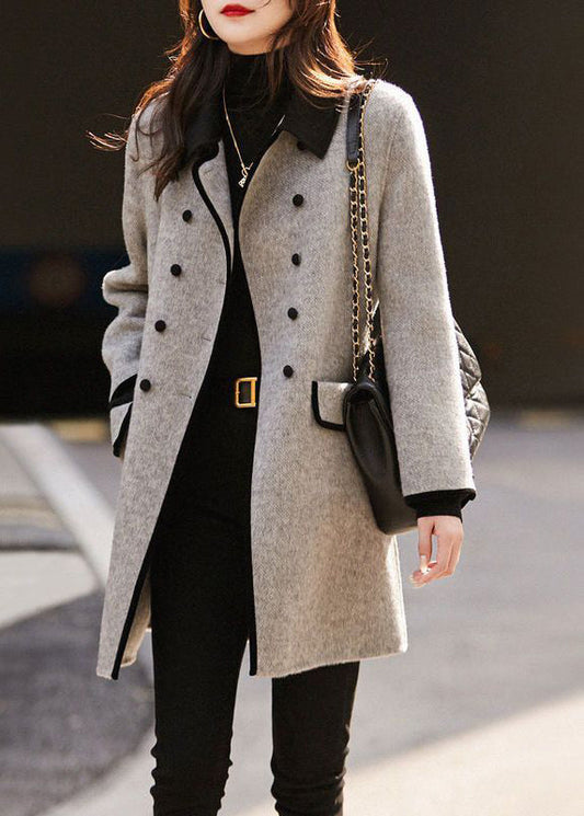 Dam Trench Coat Dubbelbröstad Patchwork Ull 1