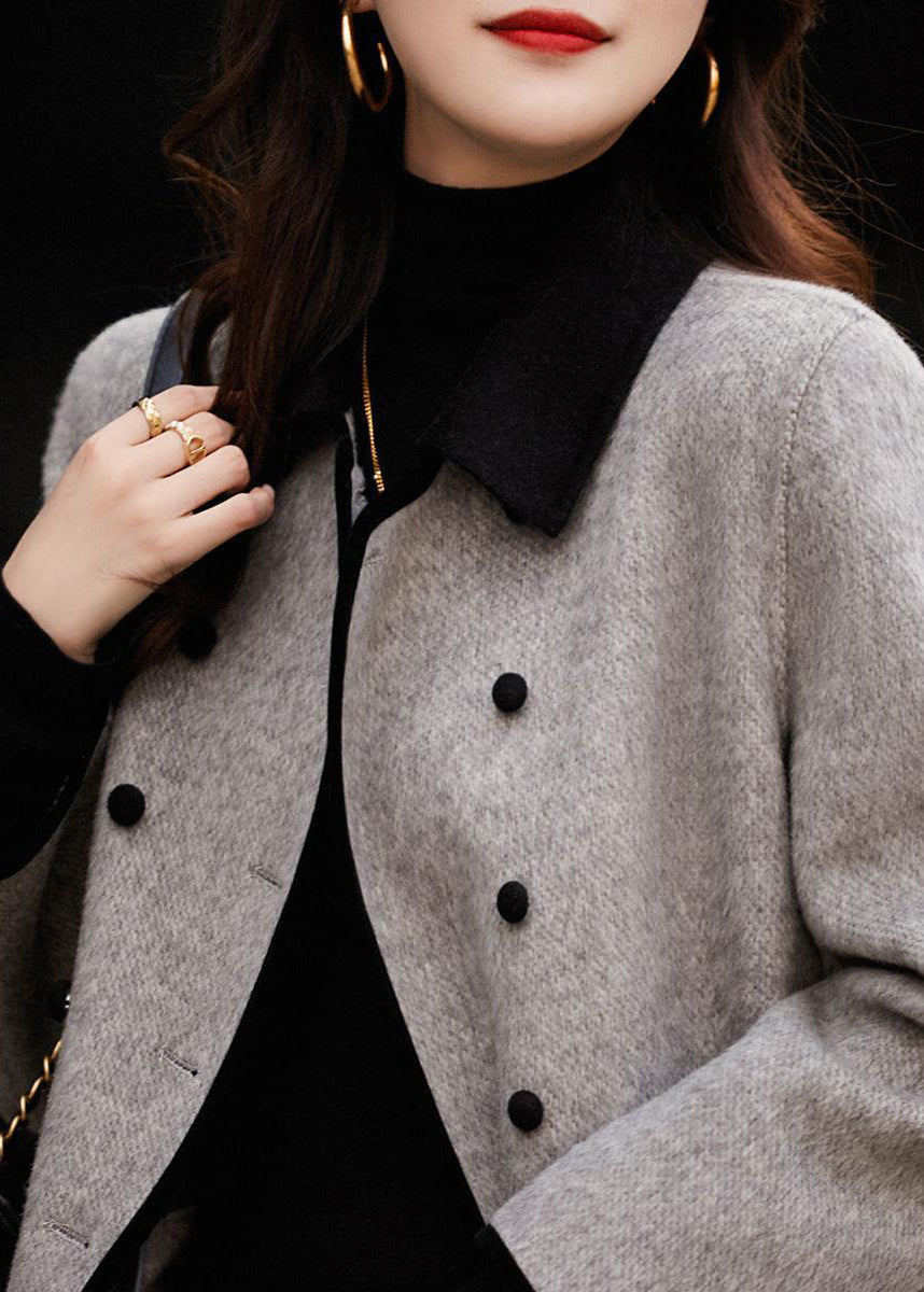 Dam Trench Coat Dubbelbröstad Patchwork Ull 4
