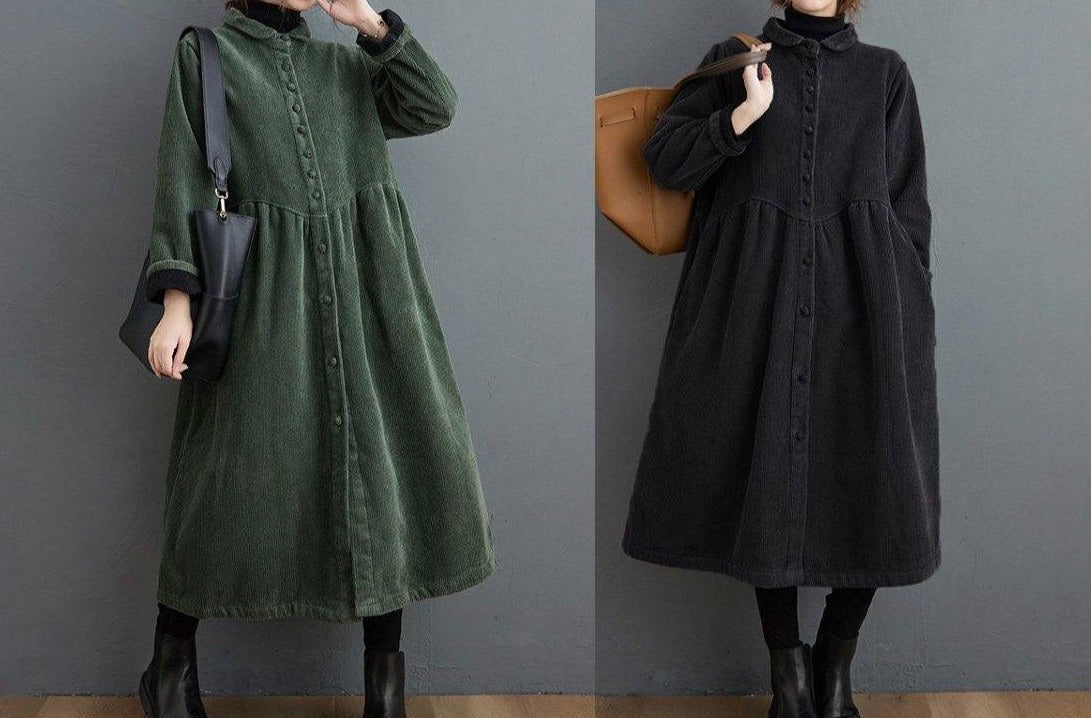 Kvinna Lång Sladdrock Elegant Högkvalitativt Tyg-6