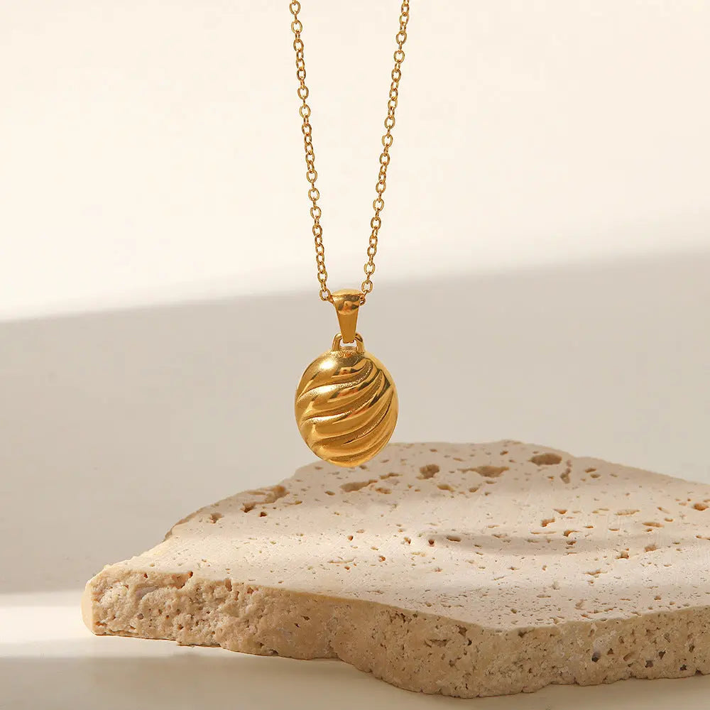 Dam Halsband Spiral Design 18K Guldplätering Elegant Smycke-6