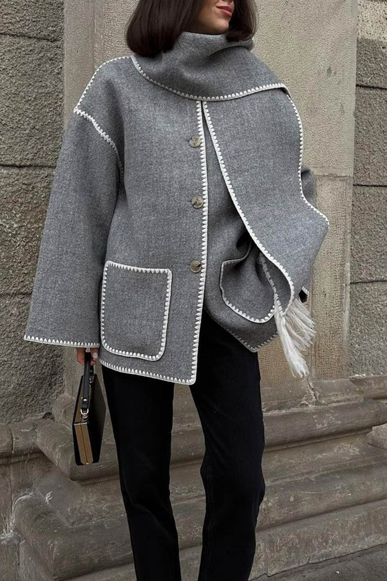 Lång Vinterrock Dam Trendig Polyester Elegant Design 2