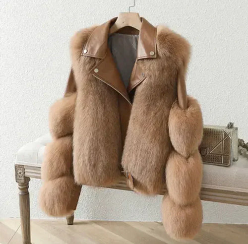 Dam Läderjacka med Konstgjord Päls Tidlös Elegant Design-1