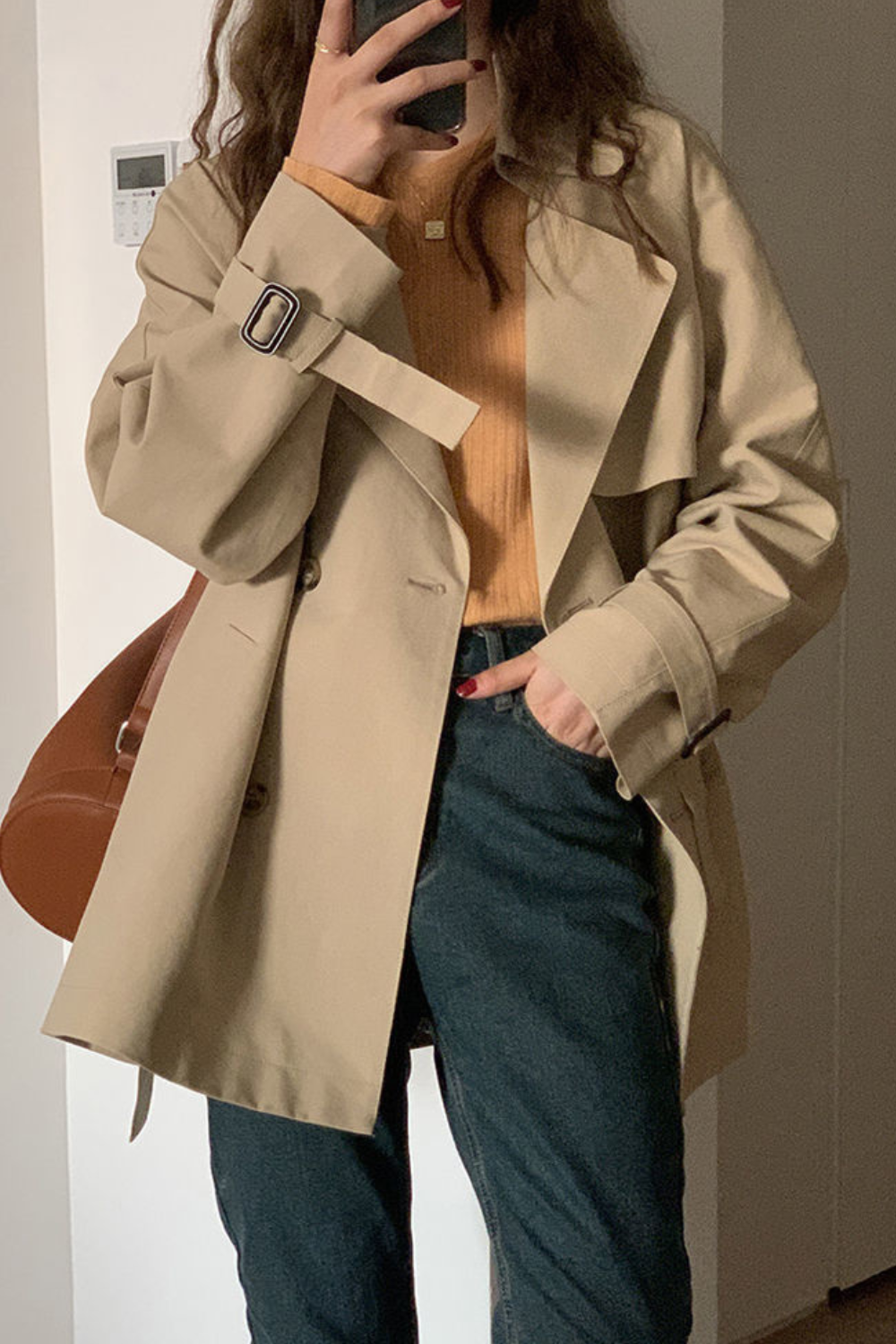 Lång Vinterrock Dam Tidlös Design Högkvalitativt Material-1