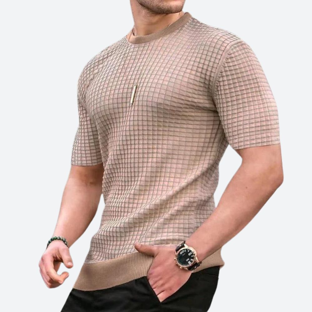 Herr T-Shirt med 3D Våffla i Kvalitet, Avslappnad Passform i 100% Bomull, För Vardagsbruk och Avslappnade Tillfällen 9