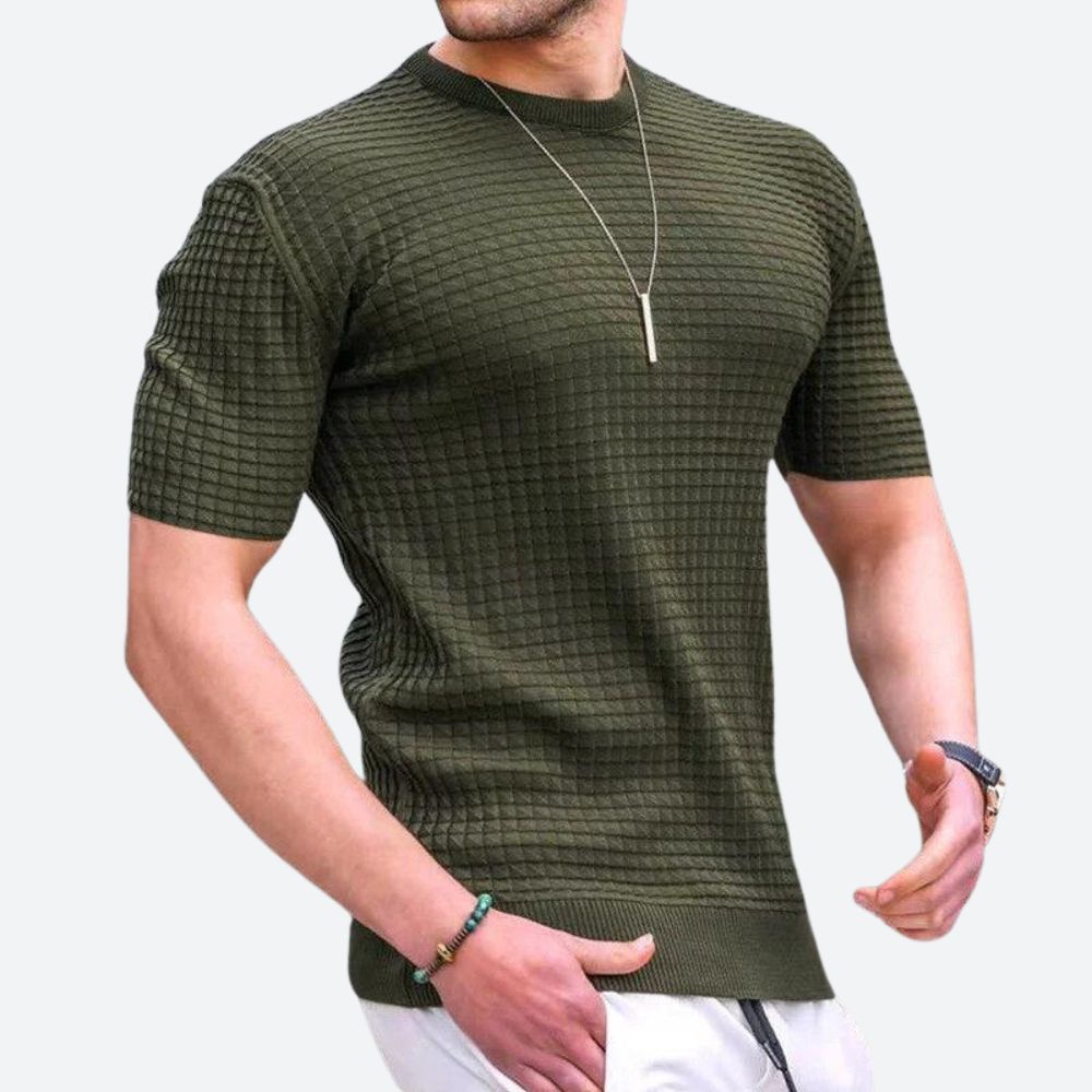 Herr T-Shirt med 3D Våffla i Kvalitet, Avslappnad Passform i 100% Bomull, För Vardagsbruk och Avslappnade Tillfällen 7