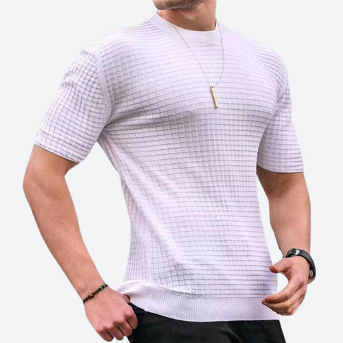 Herr T-Shirt med 3D Våffla i Kvalitet, Avslappnad Passform i 100% Bomull, För Vardagsbruk och Avslappnade Tillfällen 1