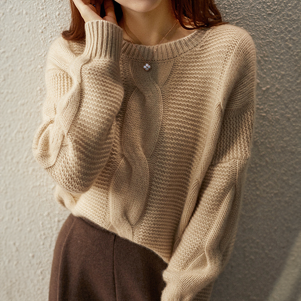 Kvinnors Kabelstickad Pullover i Kashmir 2