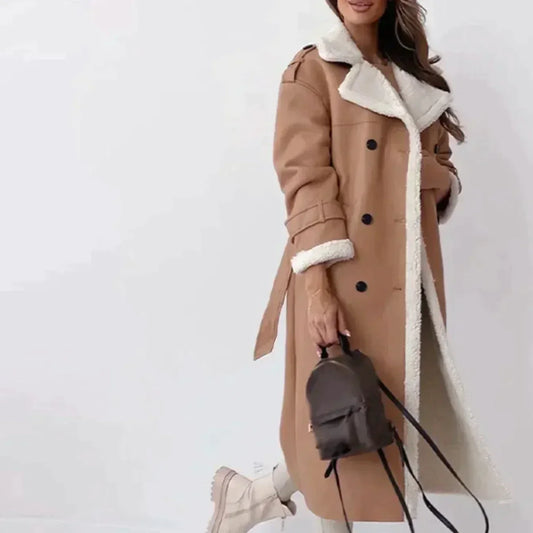 Dam Läderjacka Tidlös Design med Bälte Elegant och Bekväm-1