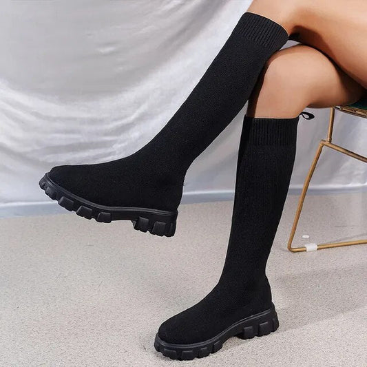 Dam Stövlar Ankelhöjd Stretchmaterial Elegant Vinterstövlar 1
