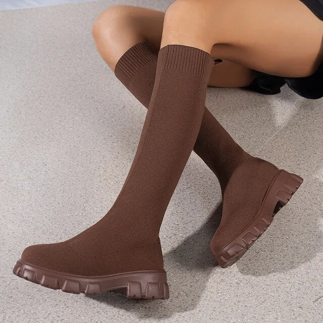 Dam Stövlar Ankelhöjd Stretchmaterial Elegant Vinterstövlar 3