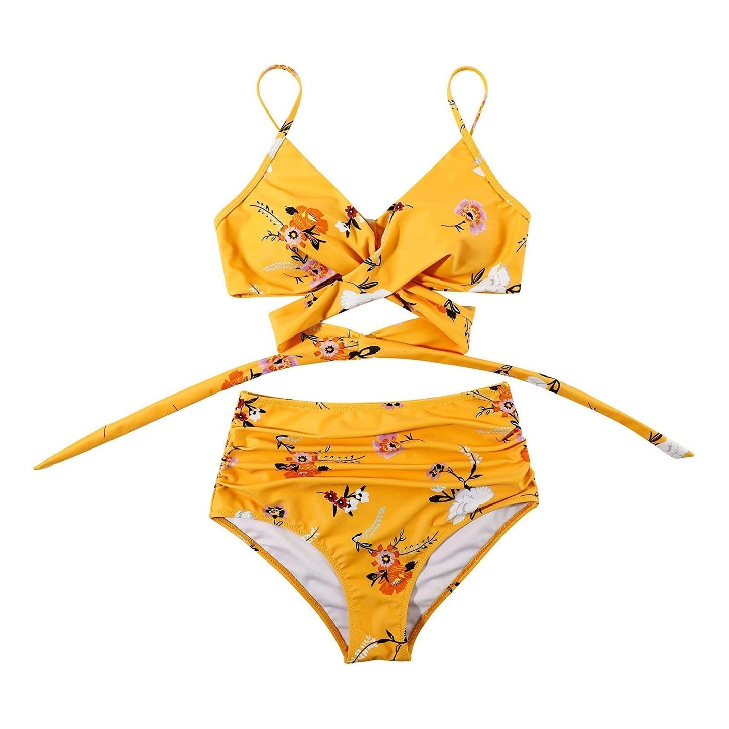Dam Baddräkt Hög Midja Elastisk Bikini-2