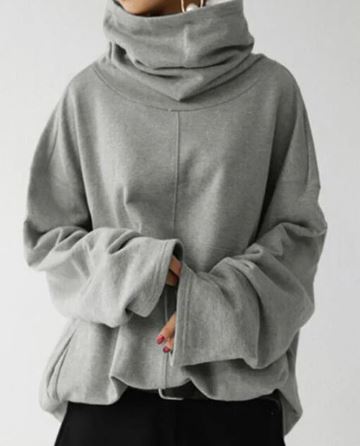 Dam Hoodie med Hög Krage – Mjuk och Bekväm Tygblandning, Normal Passform, Perfekt för Avslappnade Tillfällen 2