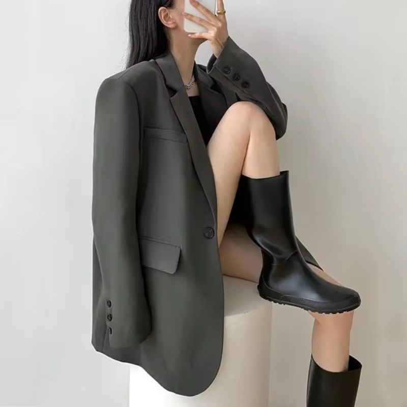 Kvinna Blazer Smal Passform Syntetfiber-2