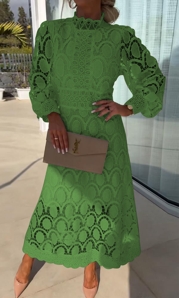 Kvinnors Fritidsklänning Spetsdetaljer Bomull-6