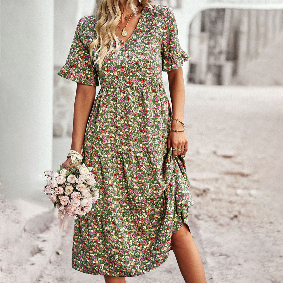 Blumige Miniklännung für Frauen aus leichtem Polyester – Ideal für Sommerpartys und Brunch, in verschiedenen Farben erhältlich 4
