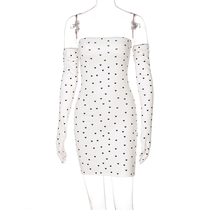 Kvinna Miniklänning A-linjeformad Hjärttryck Polyester-5