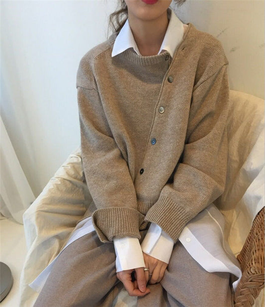 Dam Långärmad Blus Knapp Ner Polyester Loose Fit 1