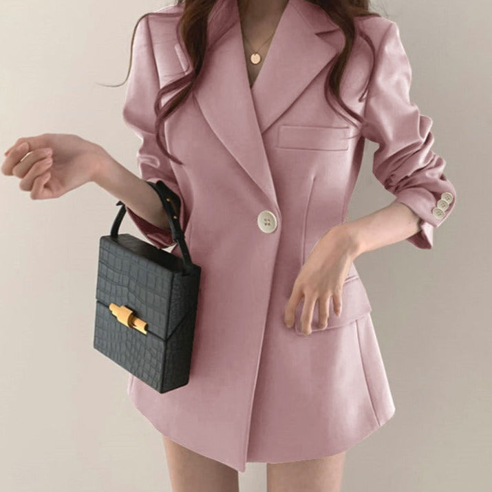 Kvinnors Blazer Klassisk Långärmad Bomull-3