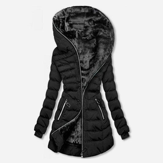 LÄng Vinterjacka Dam Fleecefodrad Vattenavvisande Bomull-Polyester-1