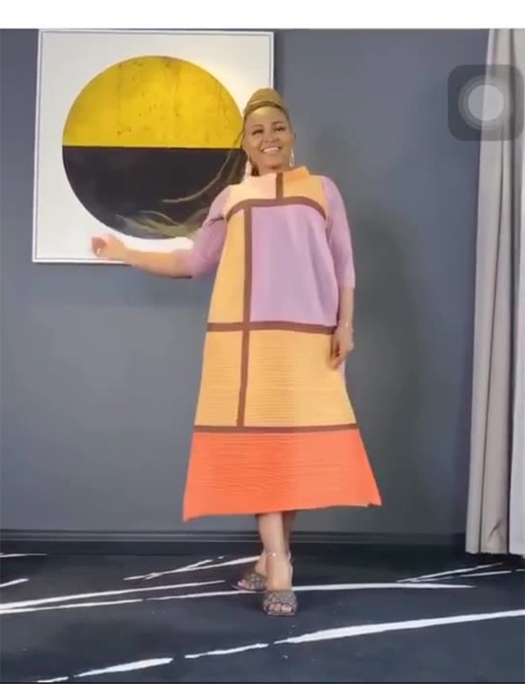 Kvinnors Midi Klänning Flödande Polyester-2