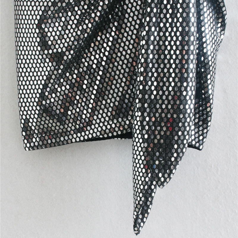 Kvinnors Mini Kjol Med Paljetter Och Ruffles Polyester-6