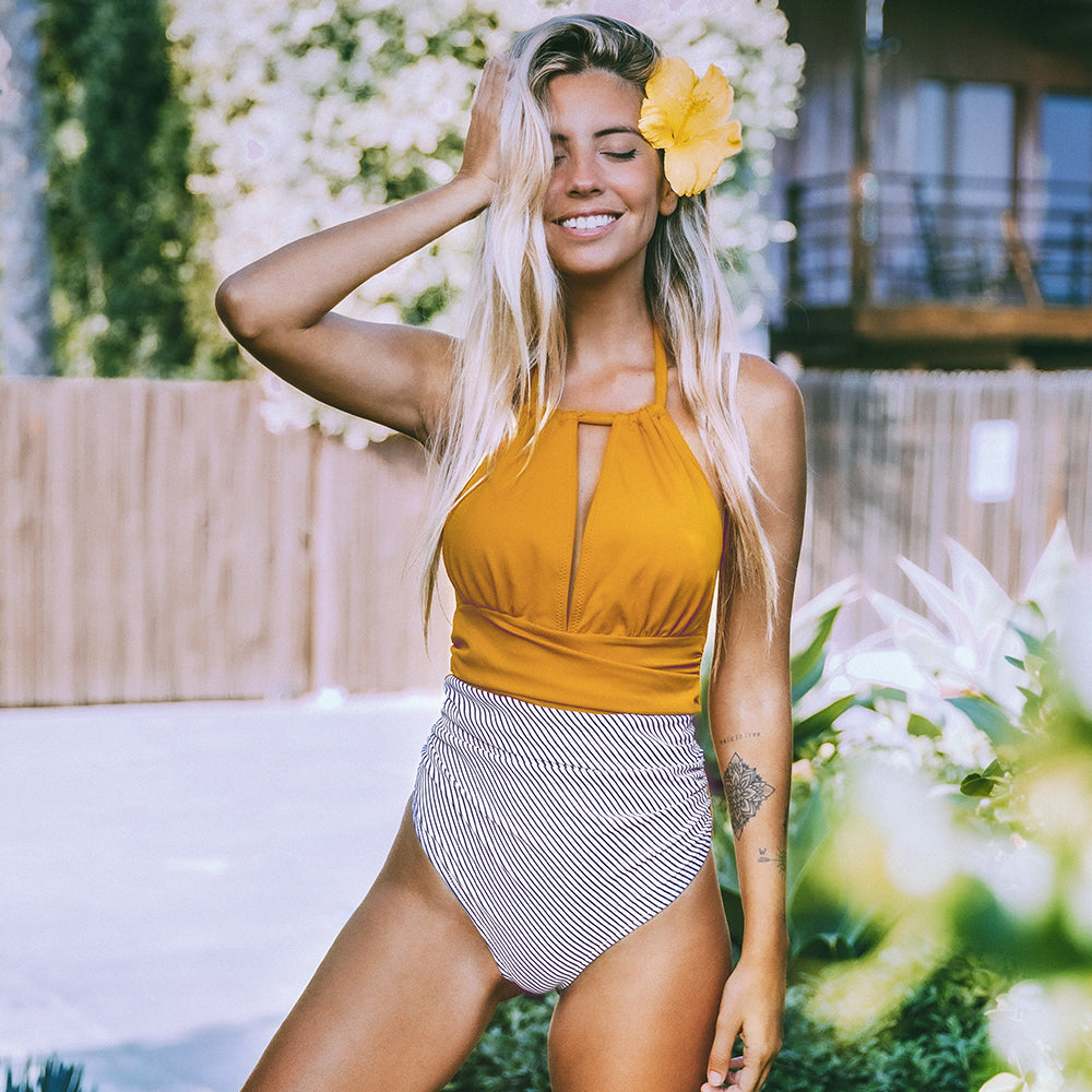 Baddräkt Dam Vadderade Koppar Spandex Shaping-2