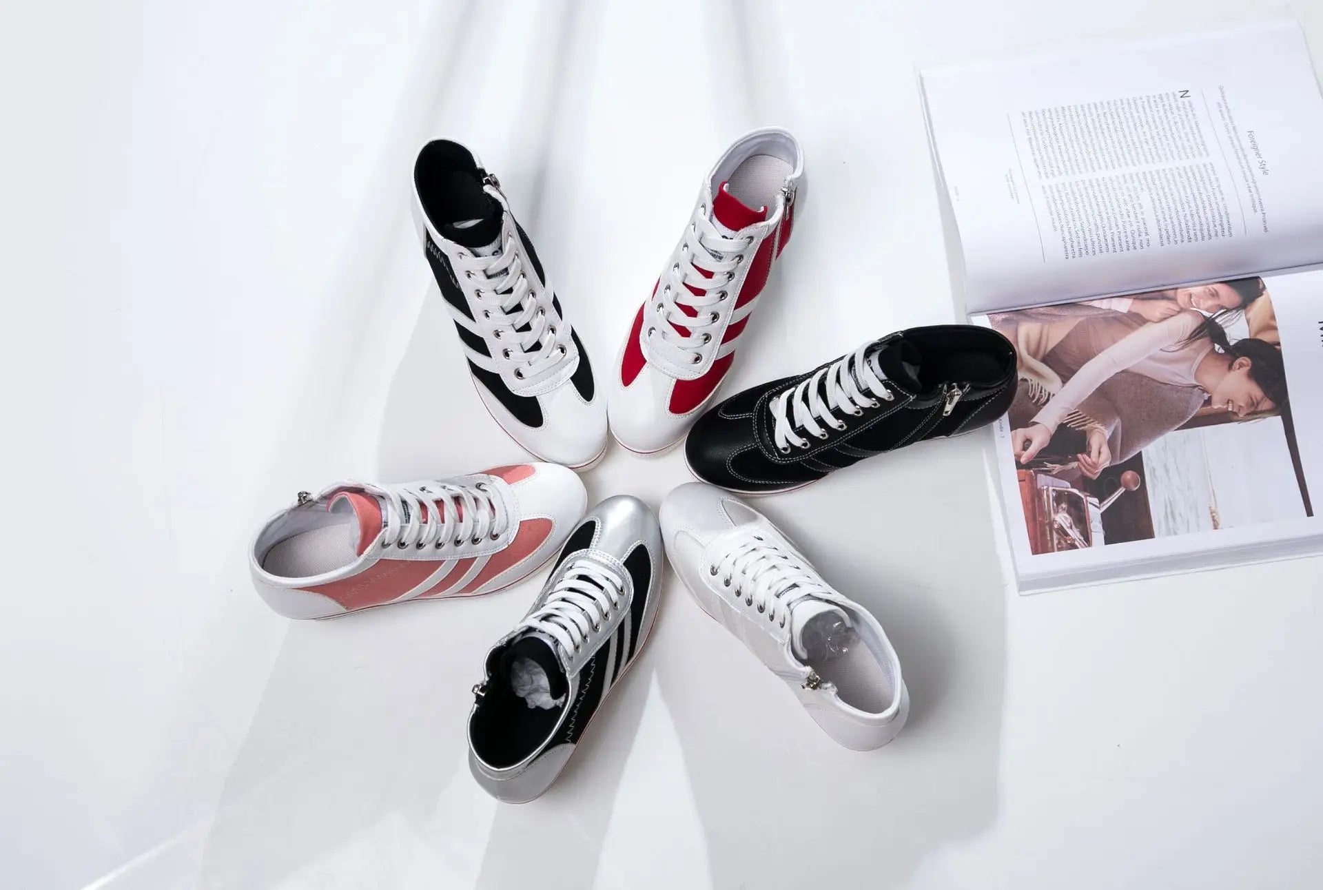 Kvinna Kilsneaker Modern Canvas Hög Häl Komfortabel-3