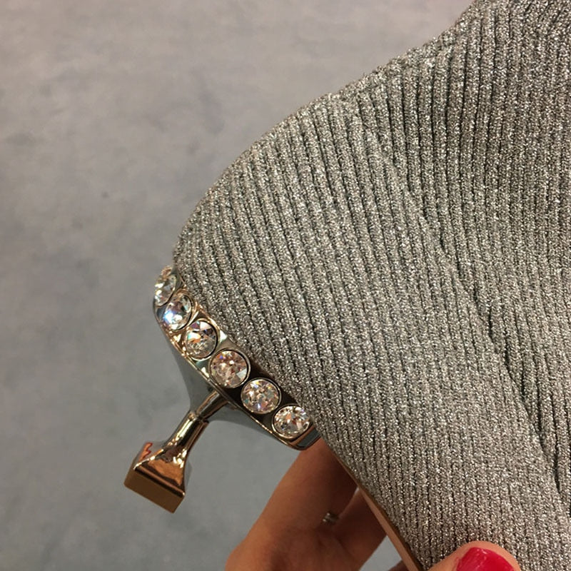 Kvinnors Ankelskor Spetsig Tå Syntetisk Material-4