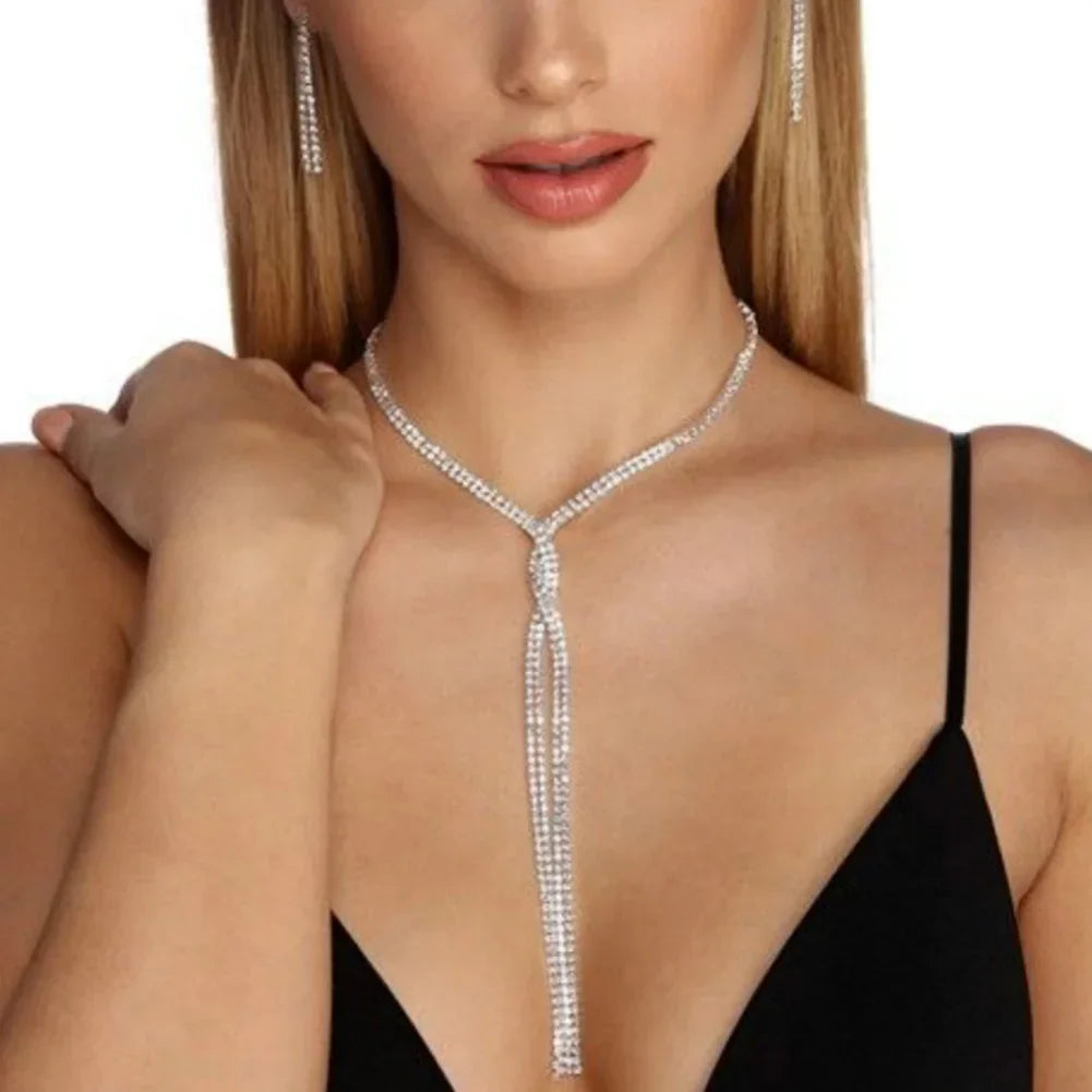 Dam Halsband Geometrisk Design med Strass i Koppar 2