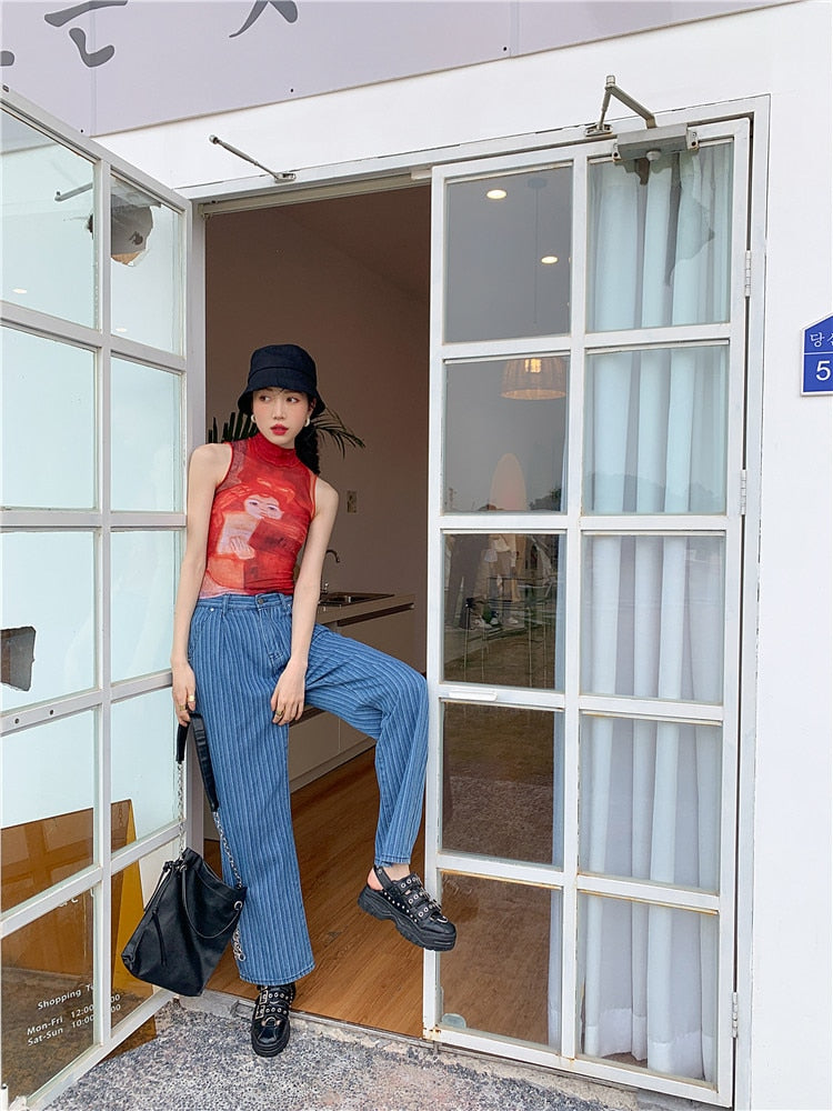 Dam Tank Top Ärmlös Rullkrage Polyester-6