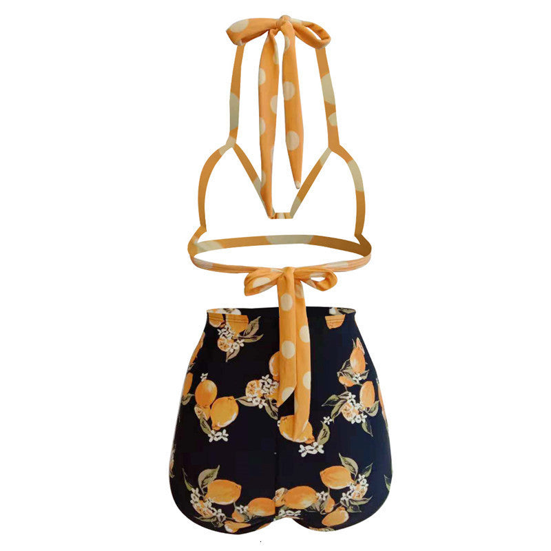 Dam Retro Bikini Halter Stil Polyester Spandex-4