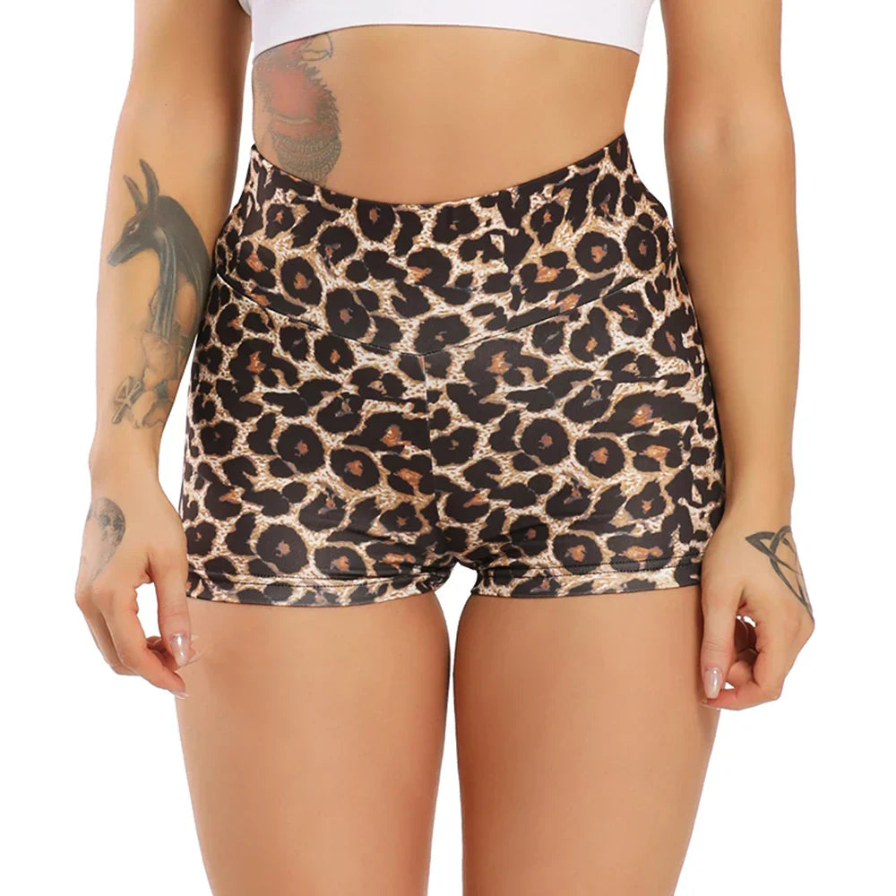 Dam Idrottshortar Hög Midja Flexibelt Material-1