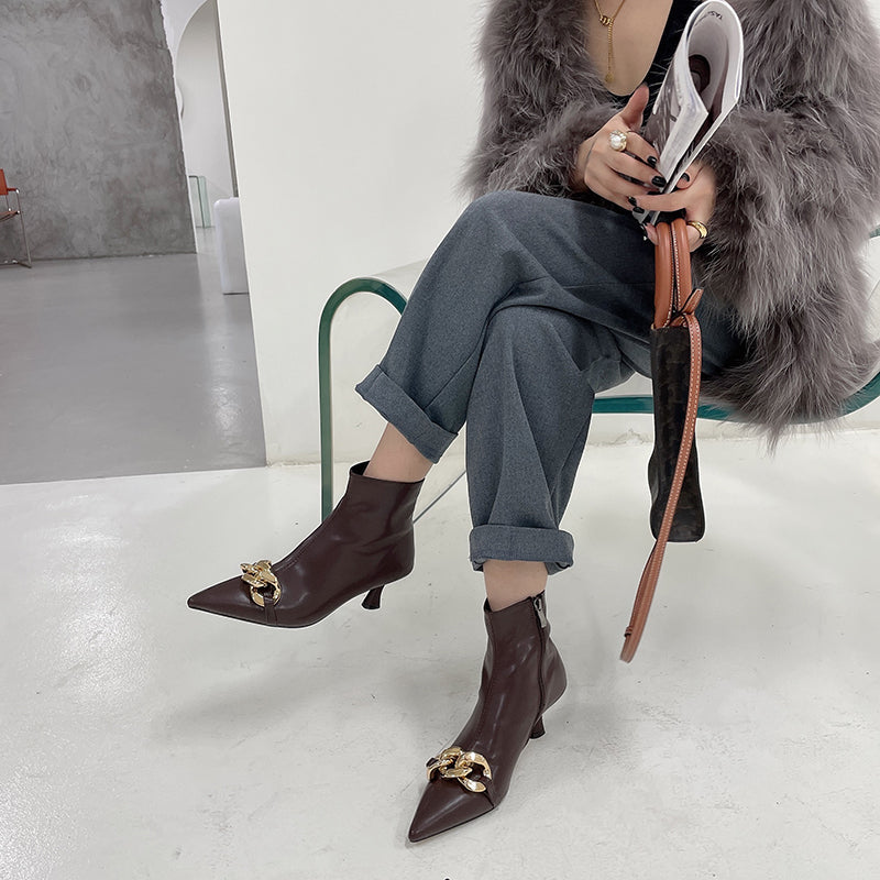 Dam Chelsea Boots Kedjedetalj PU Gummi-2