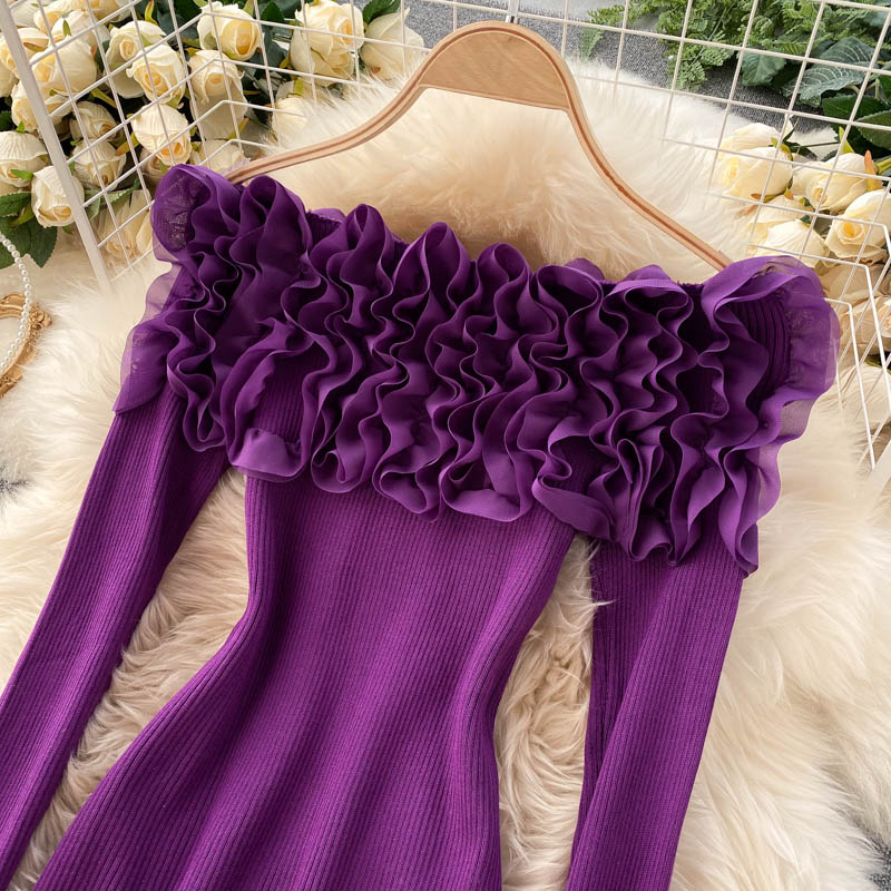 Dam Off-Shoulder Blus Långa Ärmar Polyester Monokrom-2