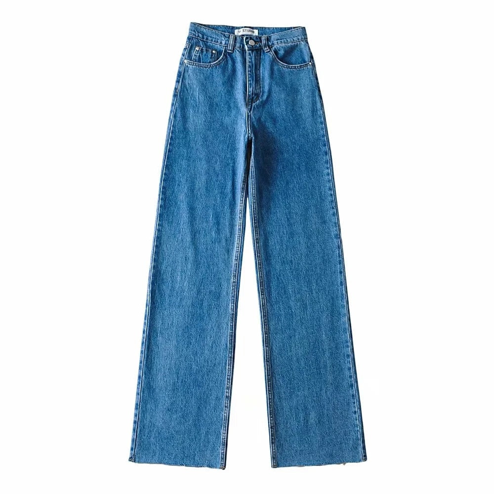 Dam Jeans Hög Midja Mjuk Bomull 8