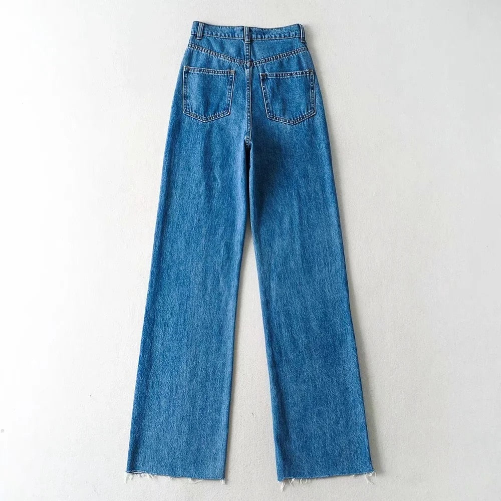 Dam Jeans Hög Midja Mjuk Bomull 4