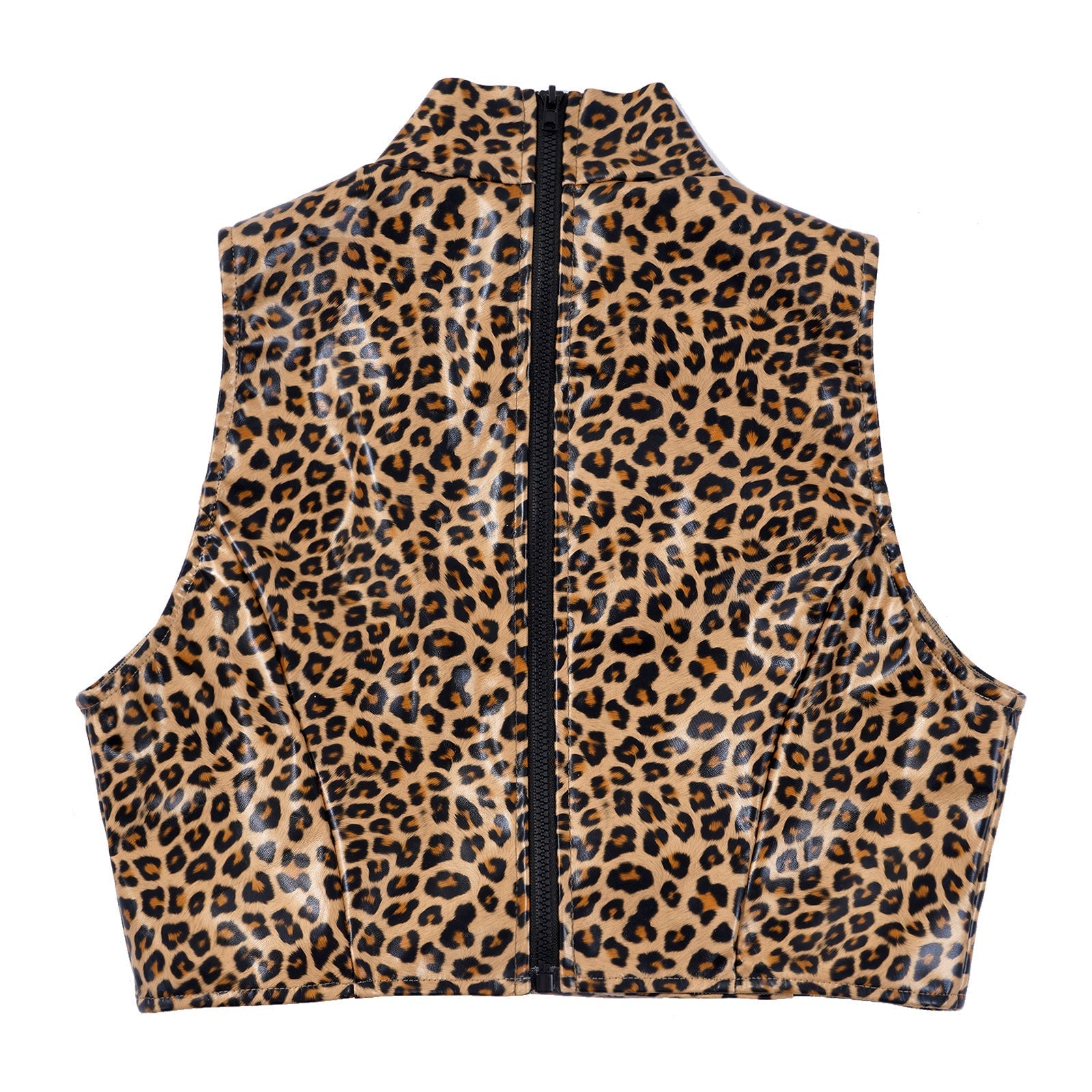 Dam Crop Top Turtleneck Leopard Spandex-5