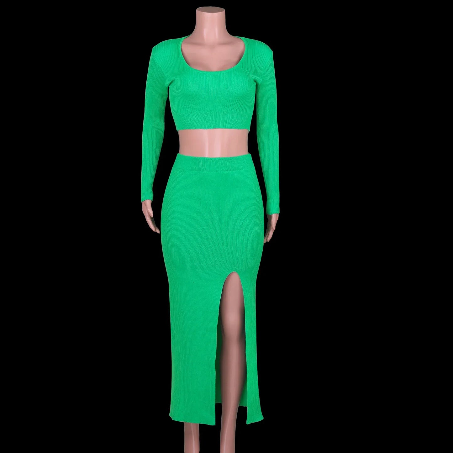 Damklänning Långärmad Midi i Bomull och Polyester-6