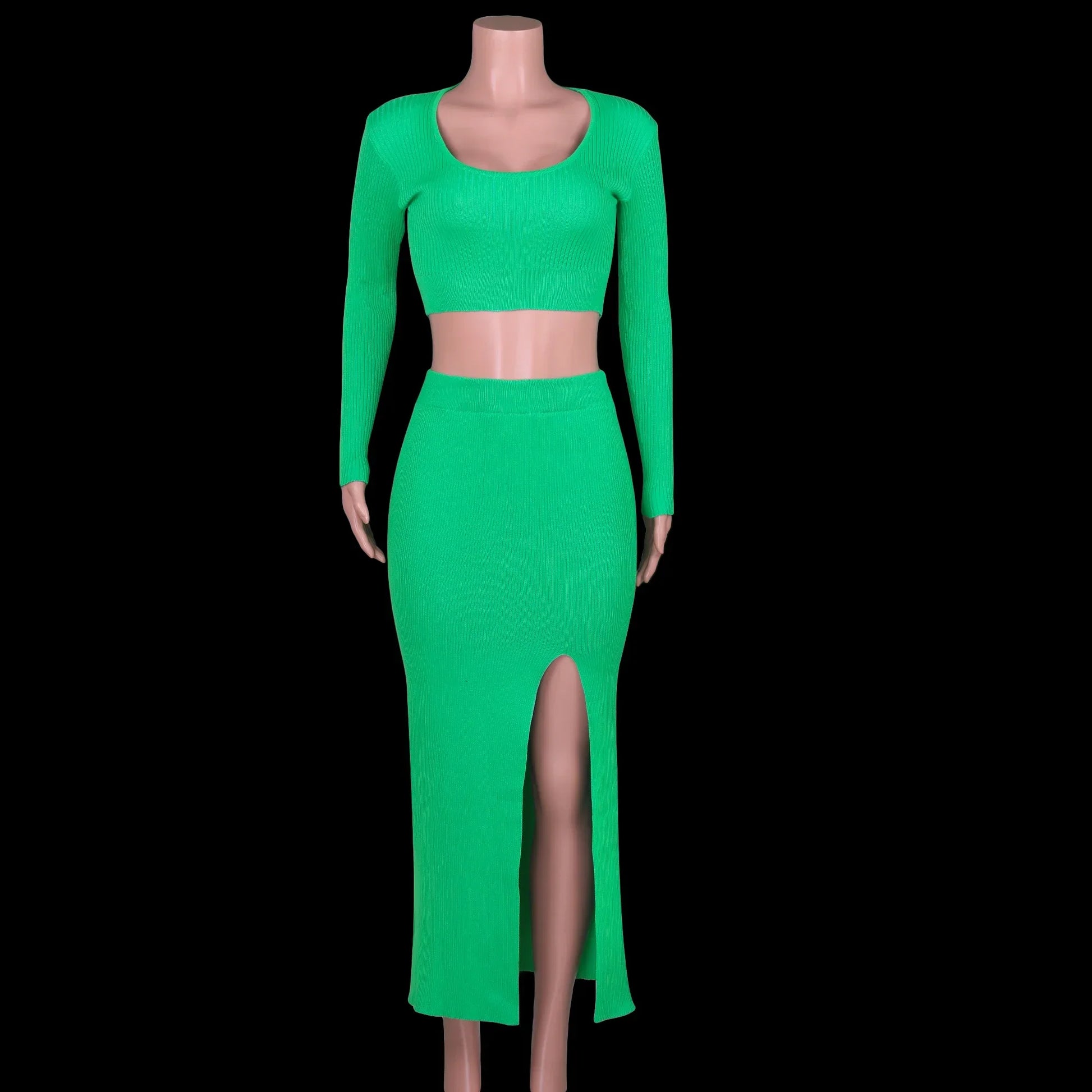 Damklänning Långärmad Midi i Bomull och Polyester-6