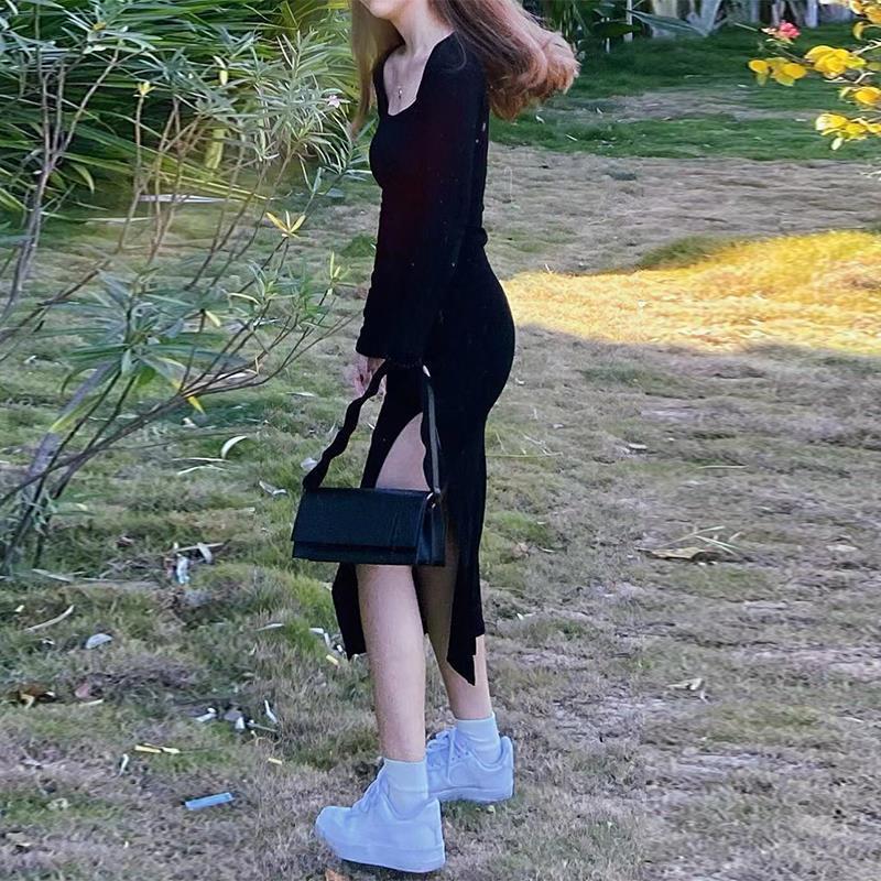 Fina Dam Klänningar Midi Fyrkantig Halsringning Bomull Polyester-3