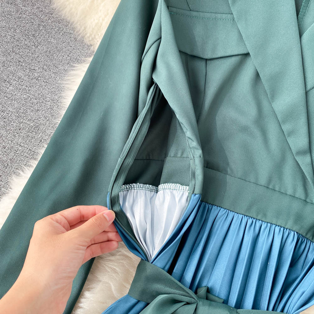 Kvinnors Midi Klänning A-linje Polyester Rynkad-4