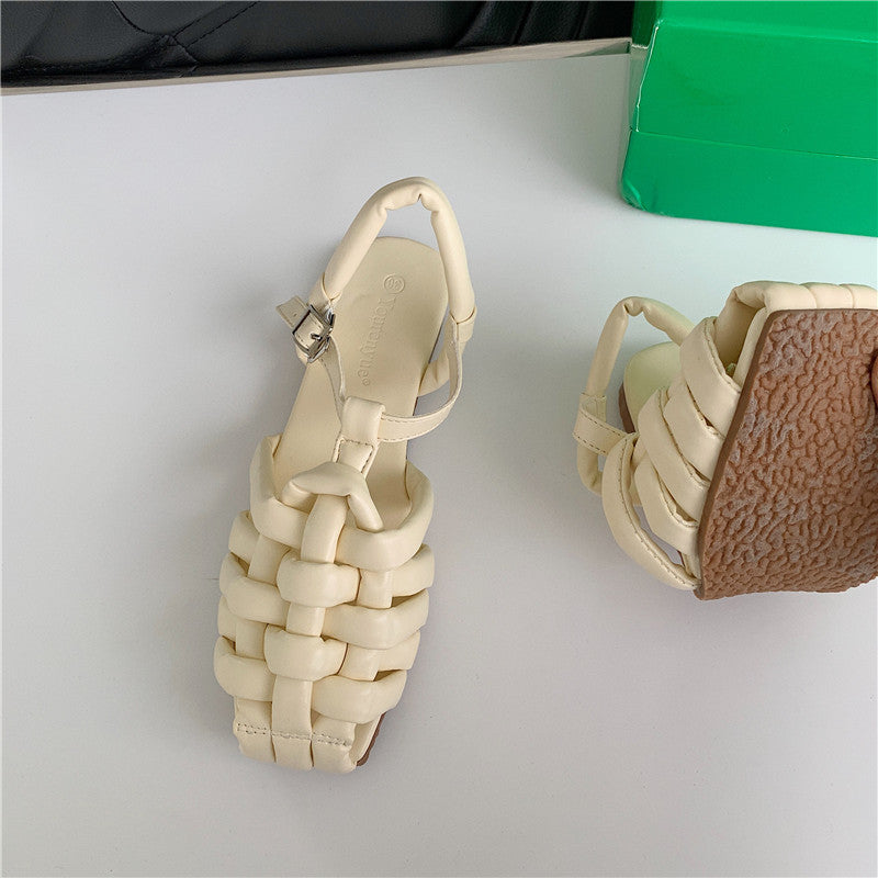 Dam Sandaler med Ankelremmar i Läder för Bekväm och Stilren Användning-4