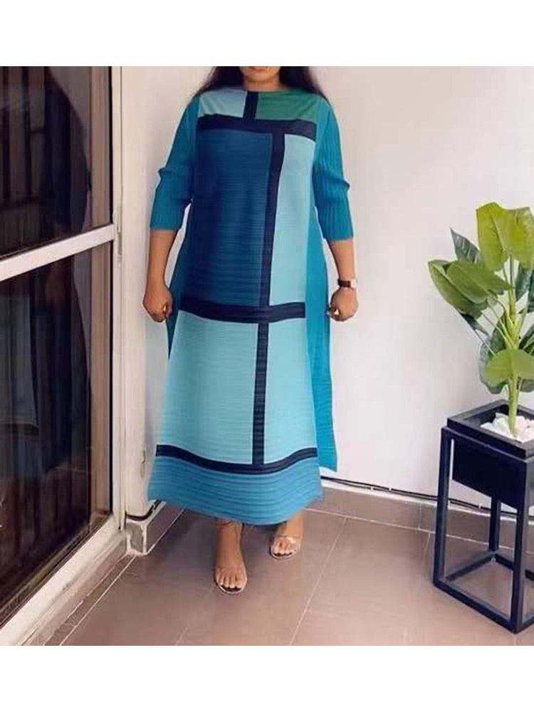 Kvinnors Midi Klänning Flödande Polyester-5