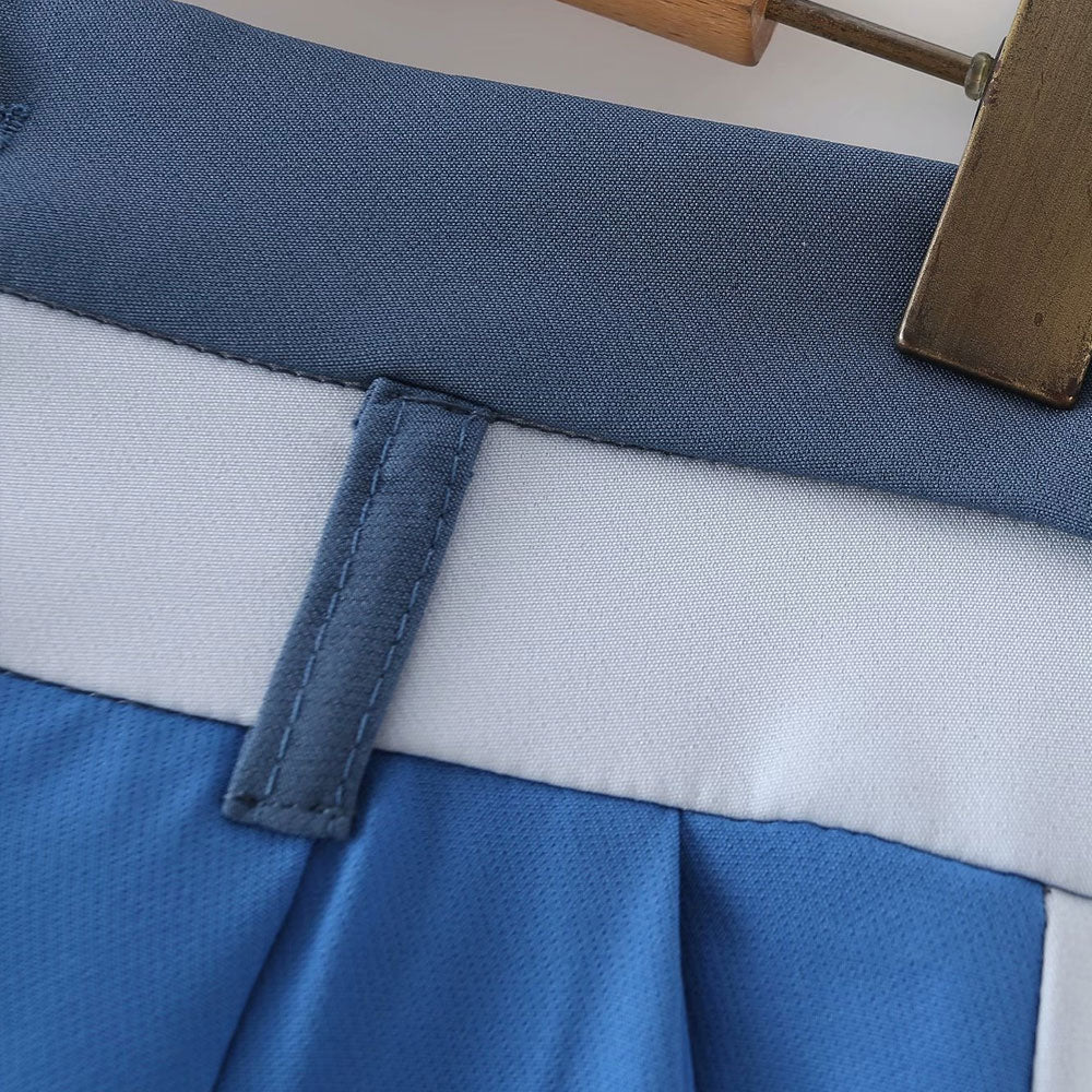 Dam Hög Midja Byxor Trefärgad Patchwork Polyester Ankel-längd-6